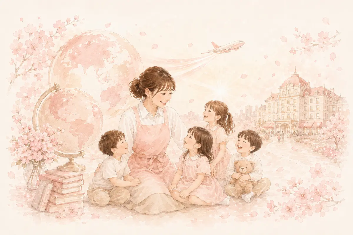 日本の保育が世界へ広がるイラスト