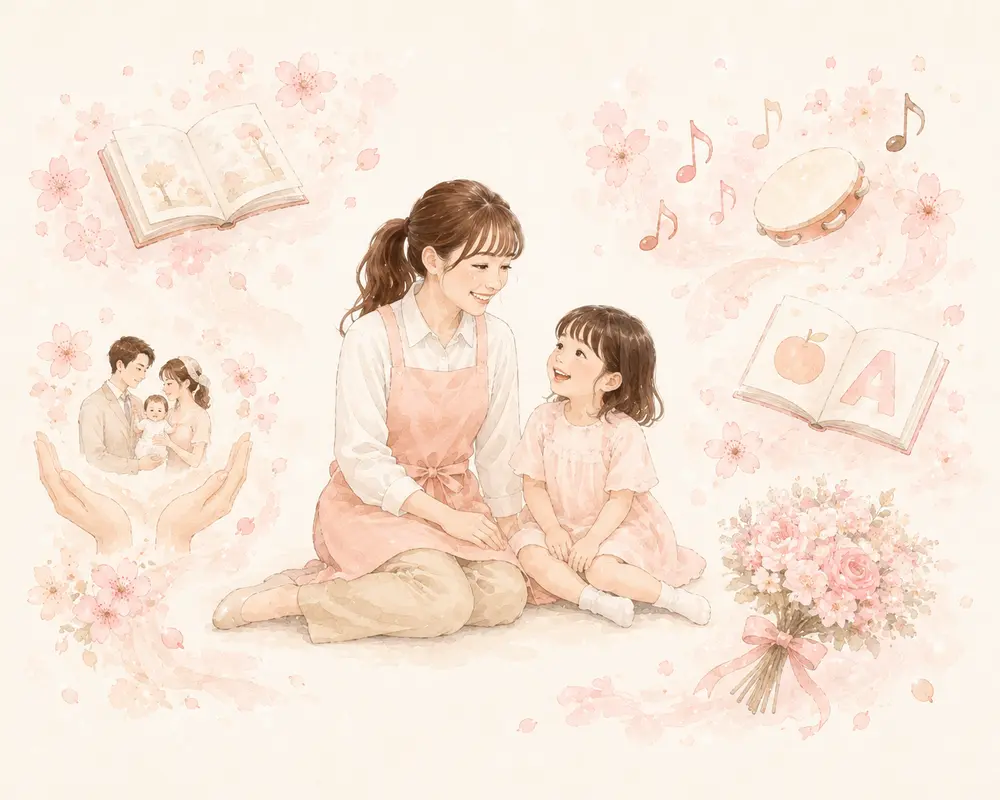 保育士の経験と専門性が花開くイラスト